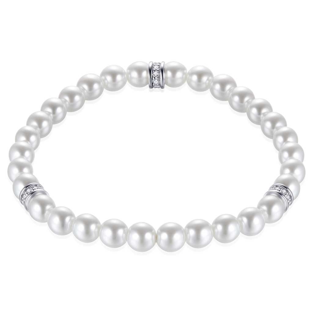 319210-2R20-144 | Damenarmband Berlin 319210 | B1011 925 Silber rhodiniert Perle-Imitation weiß / s.Zirkonia 